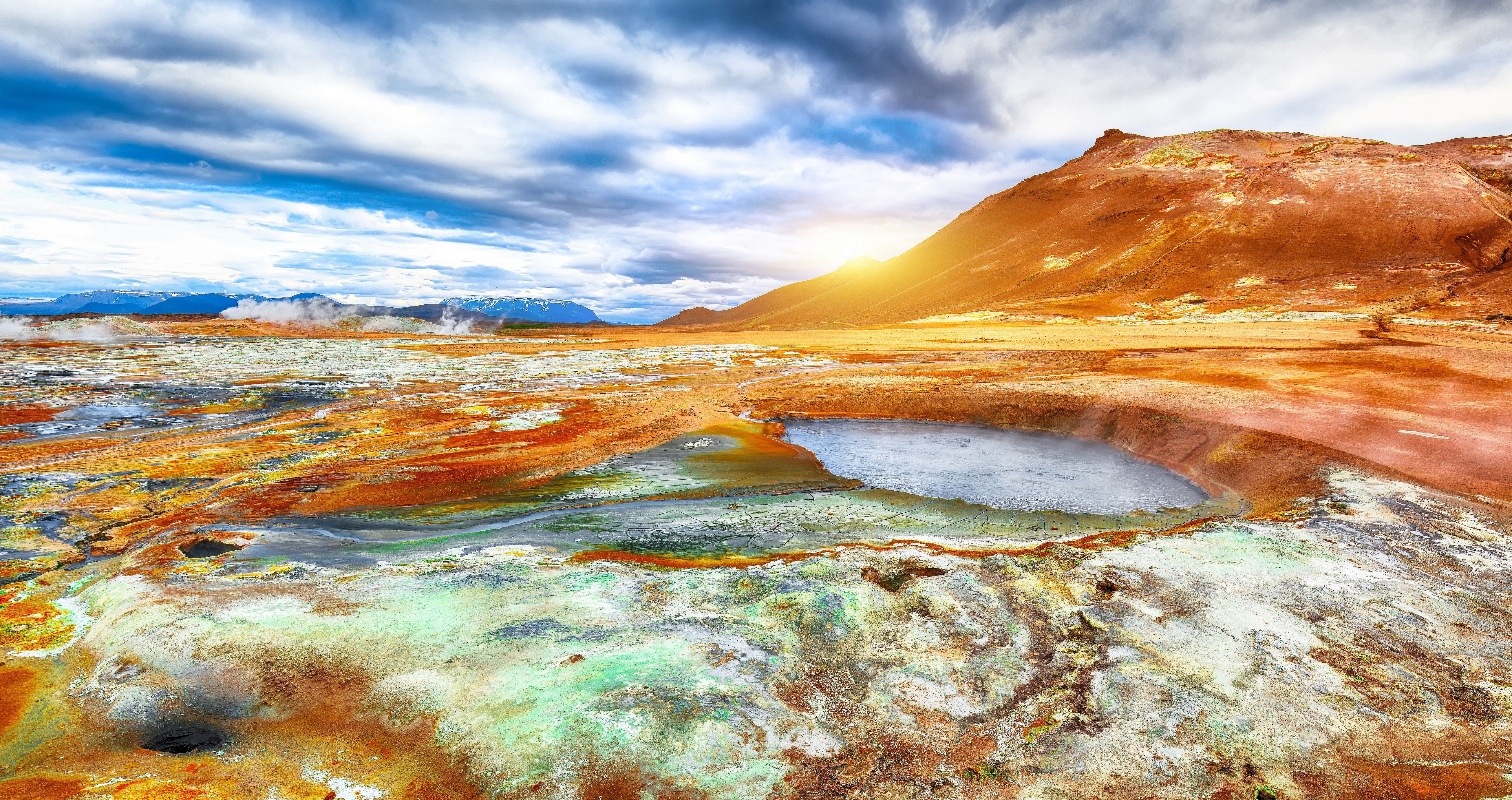 Boiling mudpots in Hverir, Iceland, Europe, Arctic